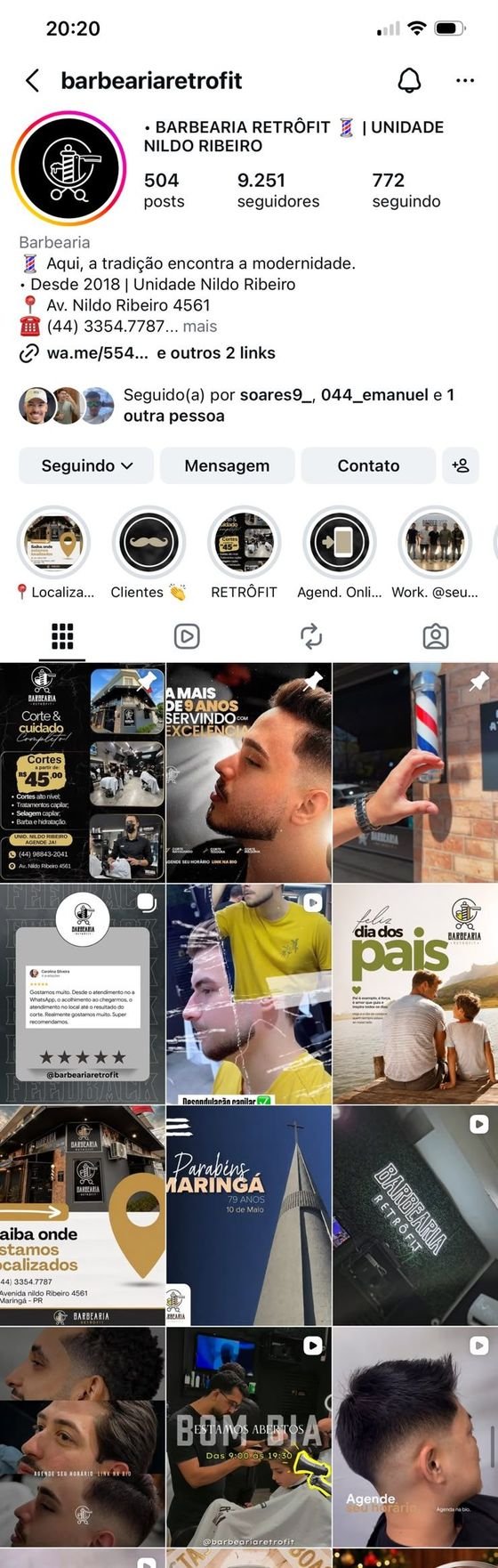 Perfil @barbeariaretrofit no Instagram